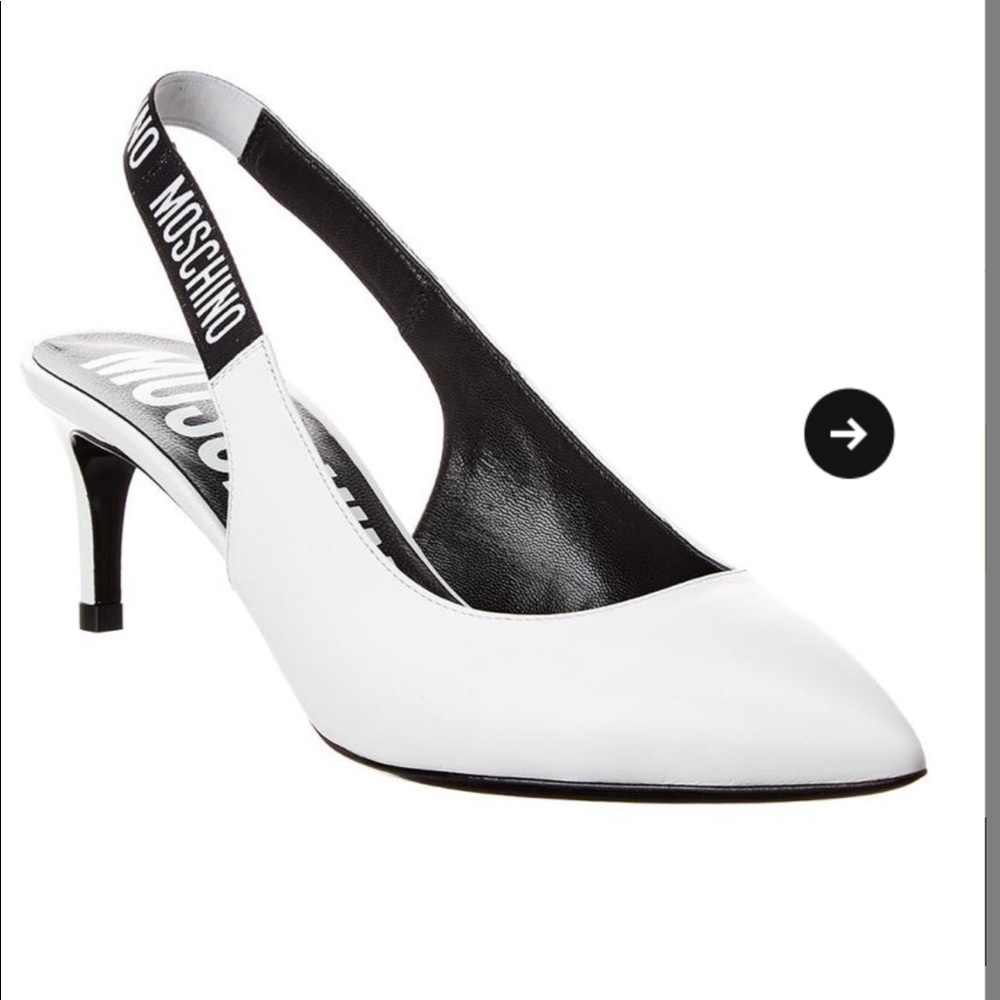 MOSCHINO White Leather pumps. Made in Milan, Italy. Size 7.5 US. Reg$515. $295.